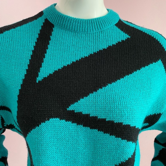 VTG 80s Ski Sweater Marceau Sports Pullover Abstract Drop Shoulder Retro - Picture 4 of 16